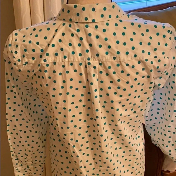 Talbots Petites Cotton Dot Button Up Blouse Small - Picture 5 of 10